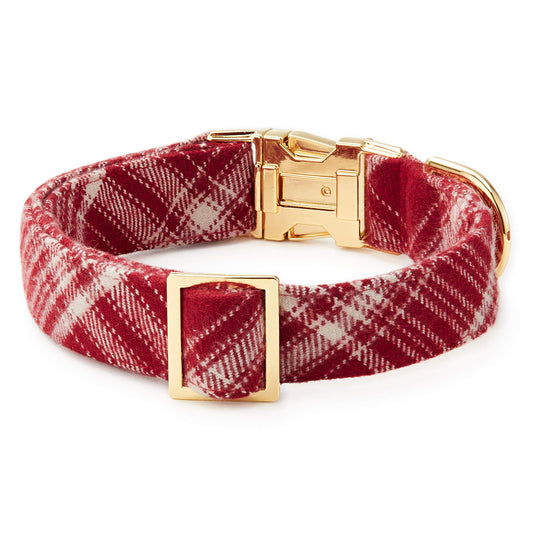 Marsala Plaid Flannel Dog Collar