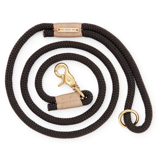 Black and Sand Climbing Rope Dog Leash from The Foggy Dog 5 feet 