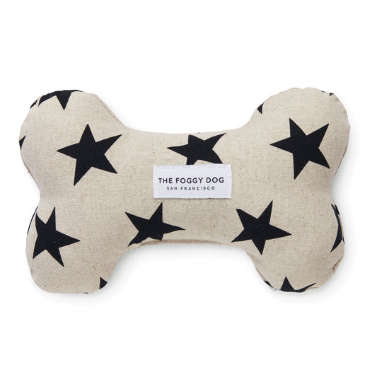 Black Stars Dog Squeaky Toy from The Foggy Dog 