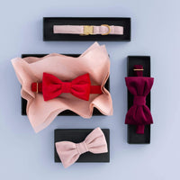 Burgundy Velvet Bow Tie Collar from The Foggy Dog 