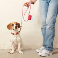 Hot Pink Waxed Canvas Waste Bag Dispenser from The Foggy Dog 