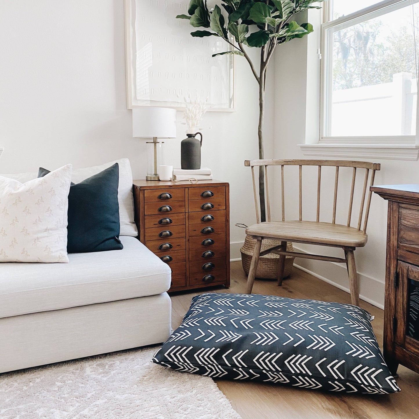 Modern Mud Cloth Black Dog Bed from The Foggy Dog 