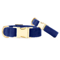 Navy Velvet Dog Collar from The Foggy Dog XS 